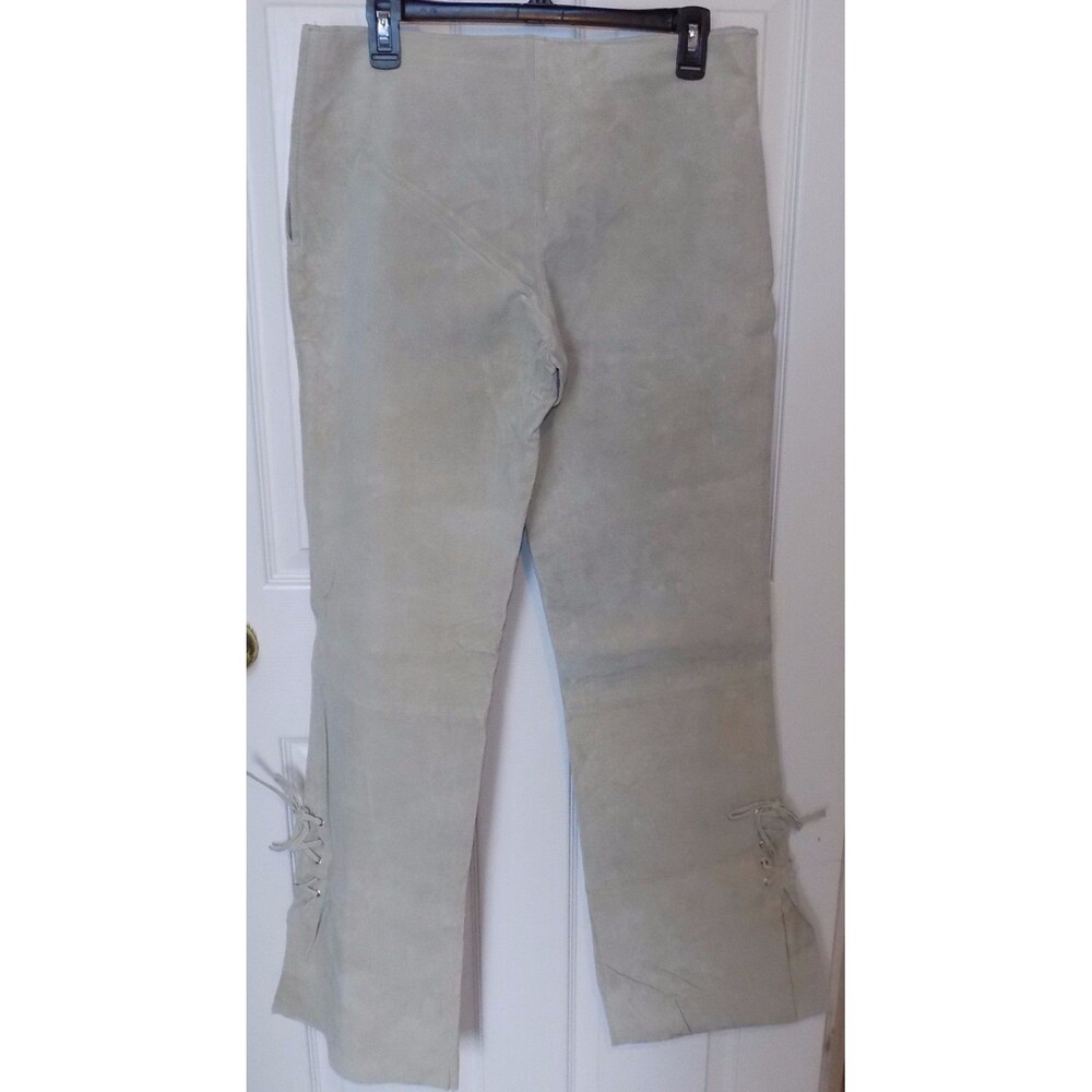 Saint Tropez Women's Suede Leather Pants Uncut Full Length Beige Tan Size XL 32" - Picture 2 of 6